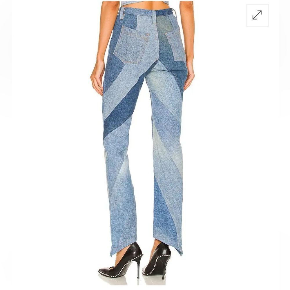 EB Denim patchwork jeans Vien Straight Leg Medium Wash pieced Revolve XS - Picture 4 of 12